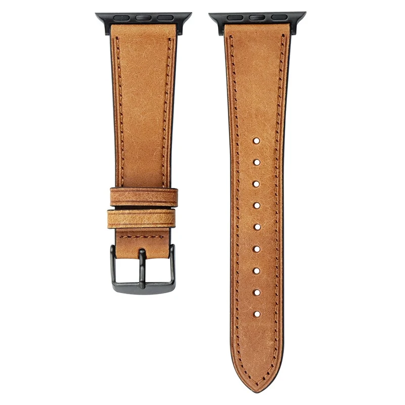 Apple Watch 41mm / 40mm / 38mm Watch Strap Genuine Cow Leather Bracelet - Black 2