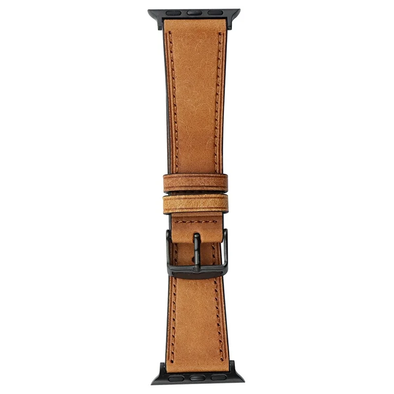 Apple Watch 41mm / 40mm / 38mm Watch Strap Genuine Cow Leather Bracelet - Black 2