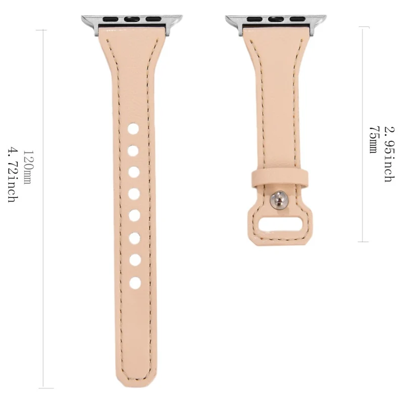 Apple Watch Series 41mm / 40mm / 38mm Leather Watch Wrist Strap - Apricot