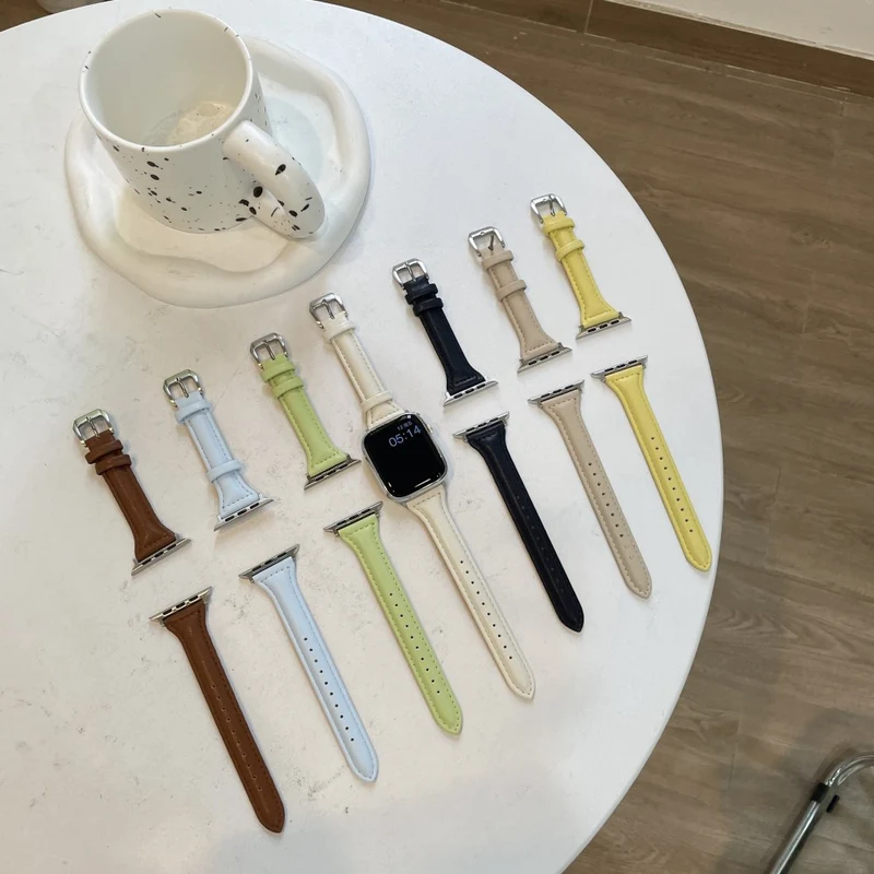 Apple Watch Series 41mm / 40mm / 38mm Watch Bands Slim Leather Strap