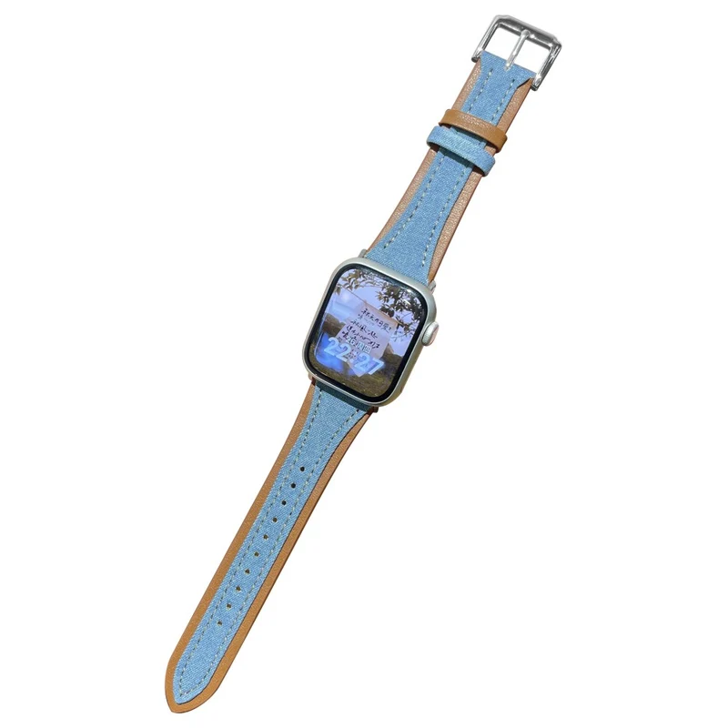 Apple Watch 41mm / 40mm / 38mm Watch Band Denim Wrist Strap - Cloth / Cloth / Light Brown