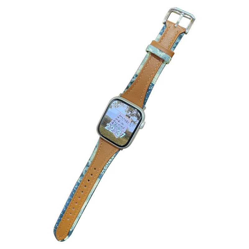 Apple Watch 41mm / 40mm / 38mm Watch Band Denim Wrist Strap - Cloth / Cloth / Light Brown