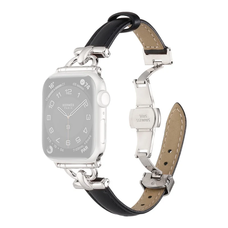 Apple Watch 41mm / 40mm / 38mm Leather Band Wrist Strap - Blue / Rose Gold Buckle