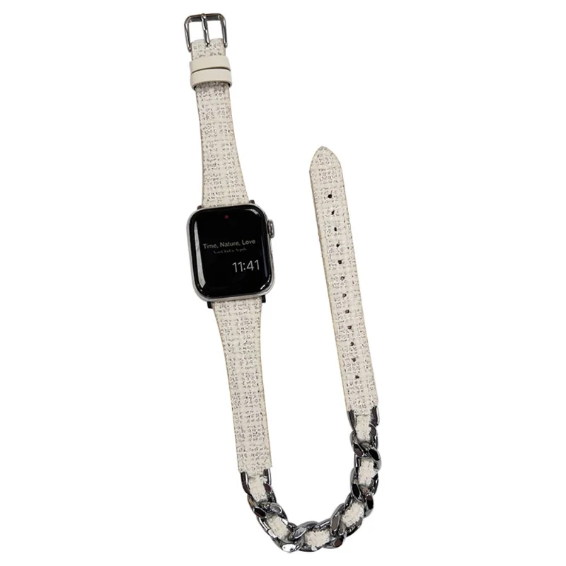 Apple Watch 41mm / 40mm / 38mm Smart Watchband Dual Layer Strap - Black+Gold Chain Chain