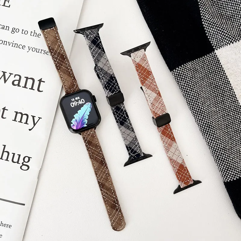Apple Watch 41mm / 40mm / 38mm Smart Watchband Canvas Magnetic Strap - Tan