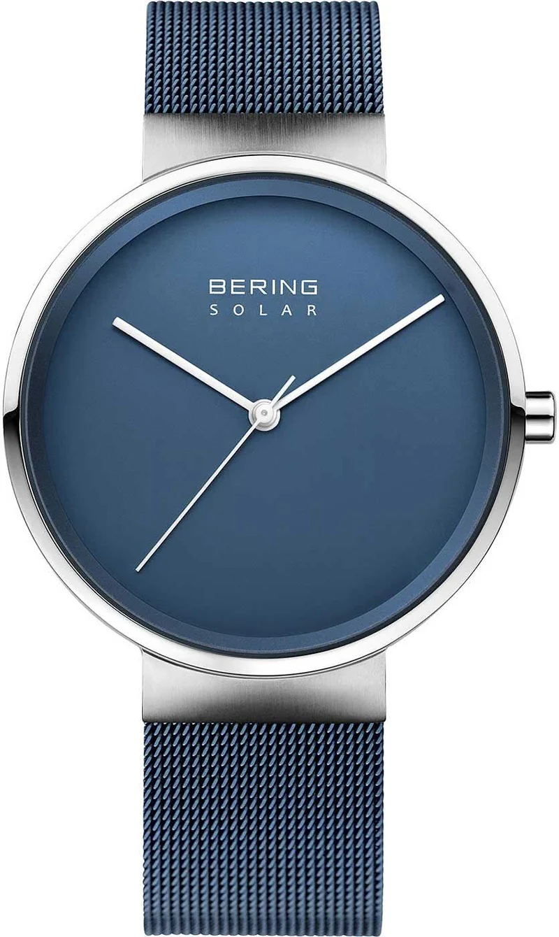 Bering Solar 14339-307 Uhr • Kratzfestes Saphirglas • Blaues Milanaise-Band