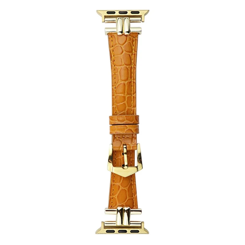 AW Apple Watch 41mm / 40mm / 38mm Leather Wrist Strap - Red+Gold Buckle