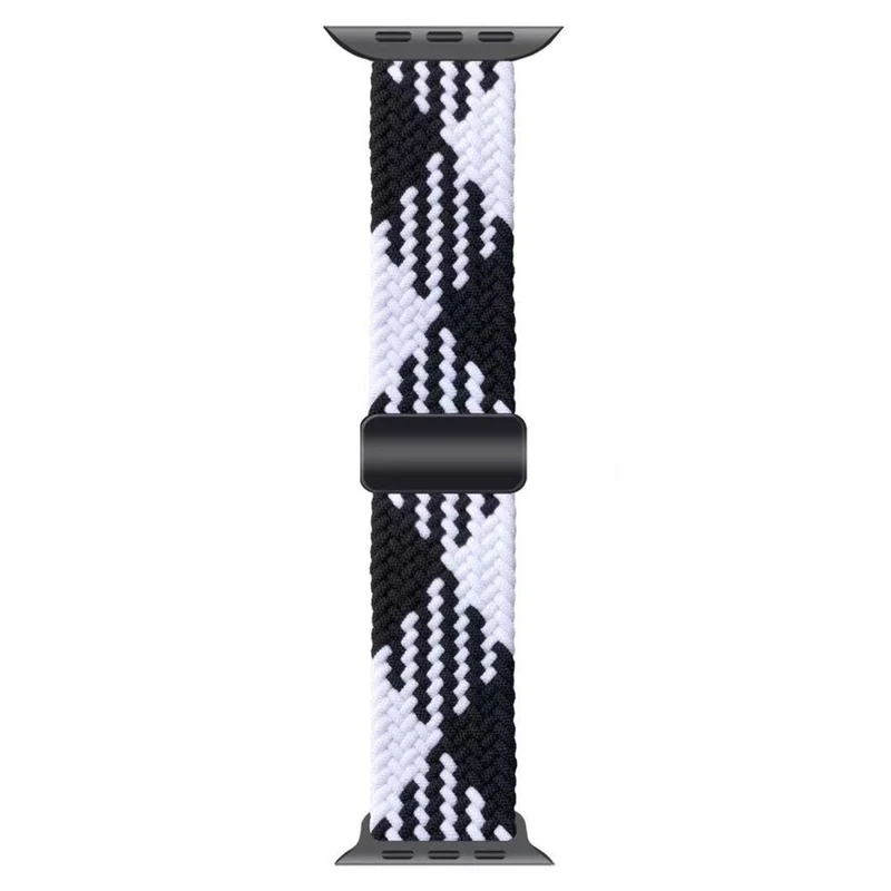 Apple Watch 41mm / 40mm / 38mm Magnetic Nylon Braided Wristband - Black+White