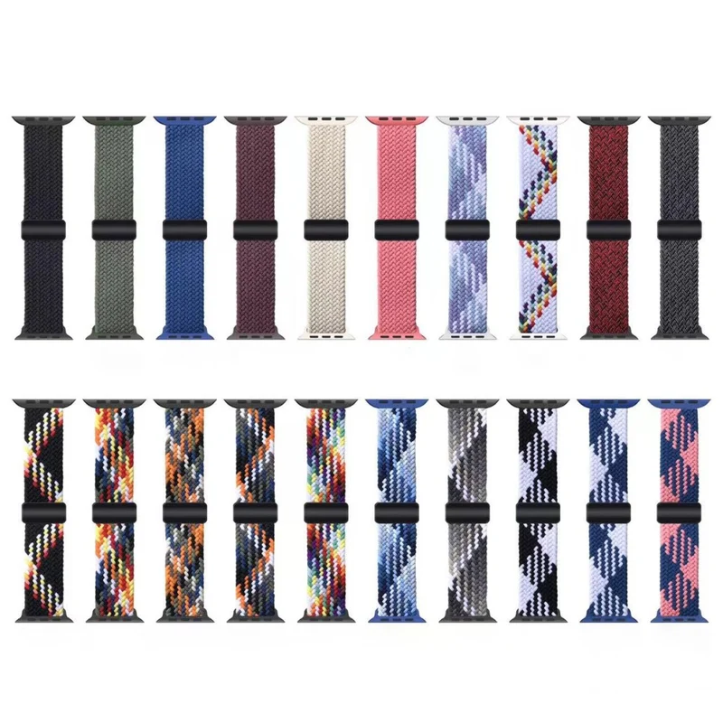 Apple Watch 41mm / 40mm / 38mm Magnetic Nylon Braided Wristband - Black+White
