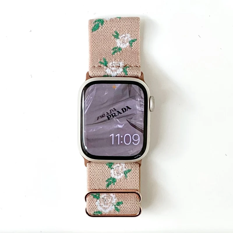 AW Apple Watch 41mm / 40mm / 38mm Nylon Watch Strap - Black Leaf Rose