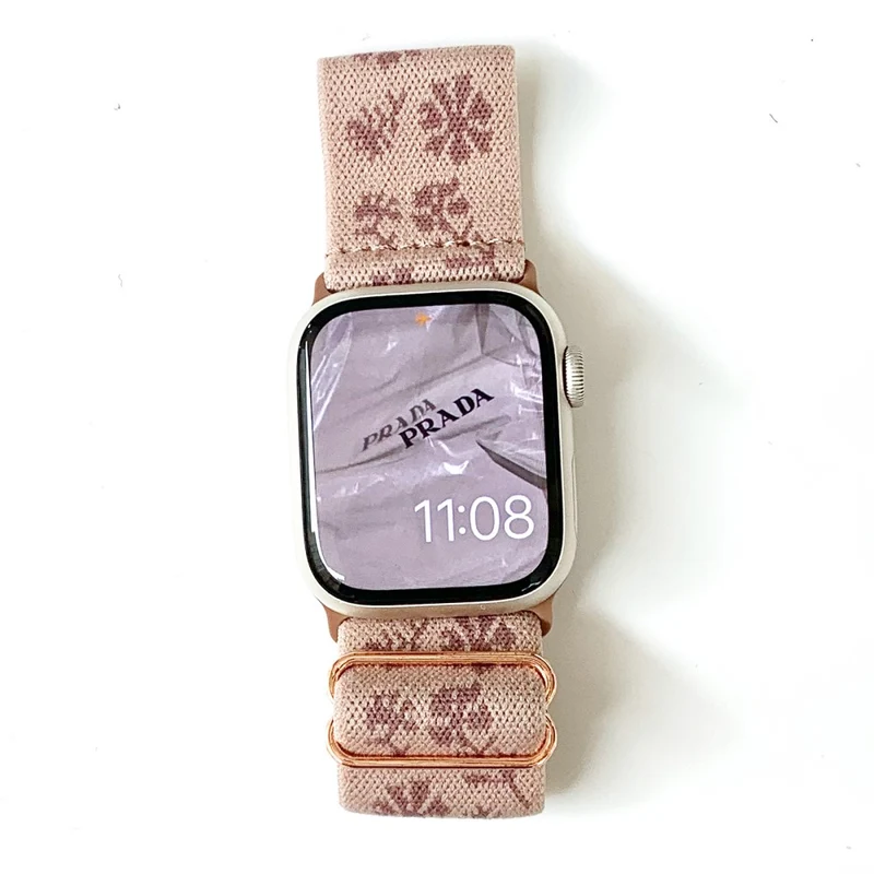AW Apple Watch 41mm / 40mm / 38mm Nylon Watch Strap - Black Leaf Rose