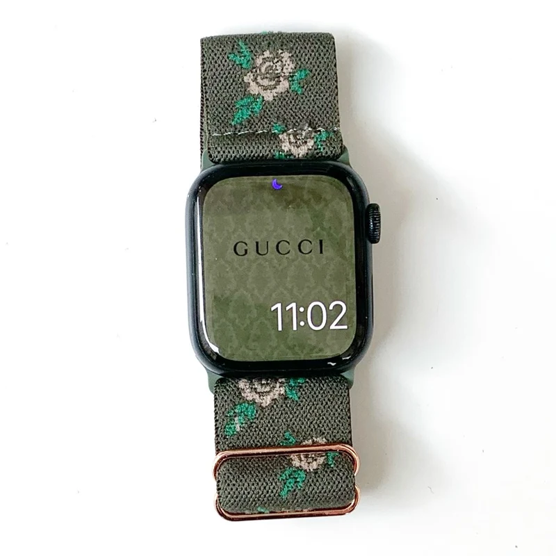 AW Apple Watch 41mm / 40mm / 38mm Nylon Watch Strap - Black Leaf Rose