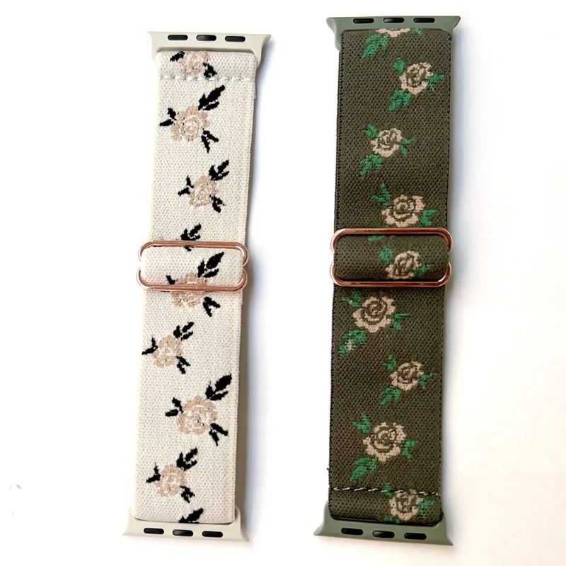 AW Apple Watch 41mm / 40mm / 38mm Nylon Watch Strap - Black Leaf Rose