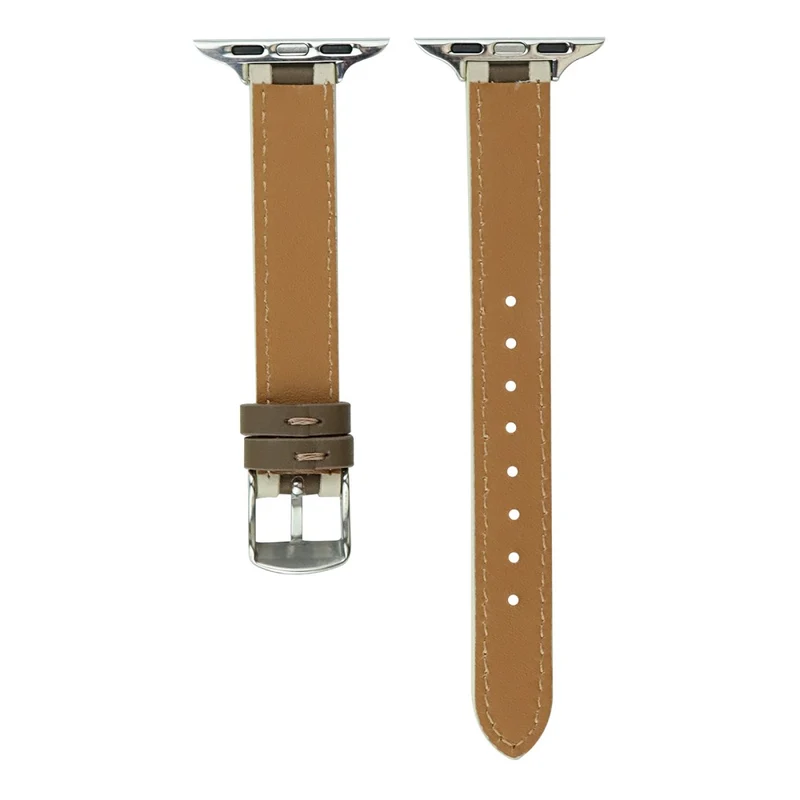 AW Apple Watch 41mm / 40mm / 38mm Slim Leather Wrist Strap - Orange+Black