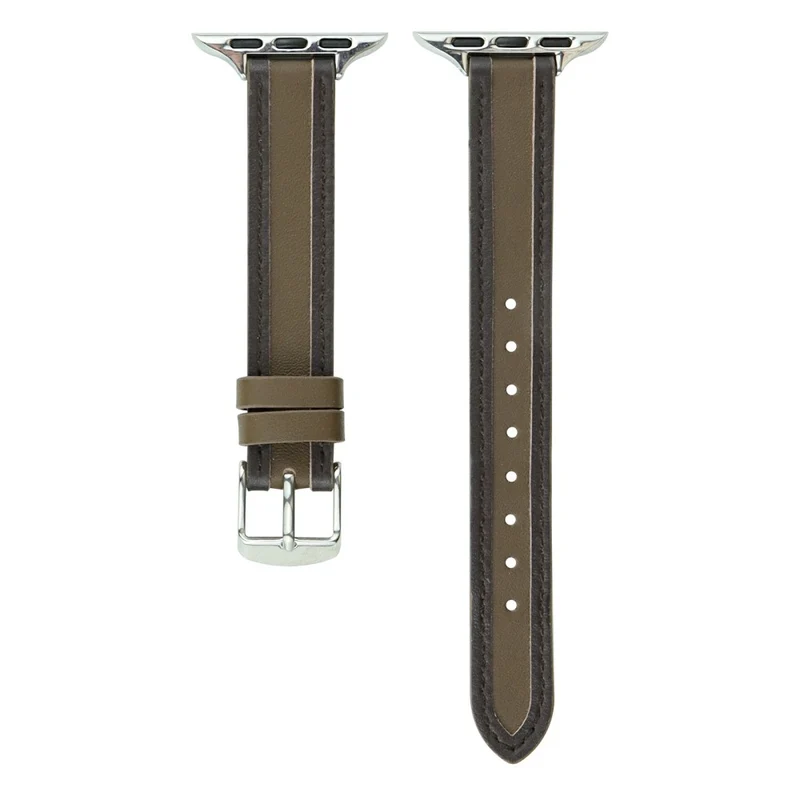 AW Apple Watch 41mm / 40mm / 38mm Slim Leather Wrist Strap - Orange+Black