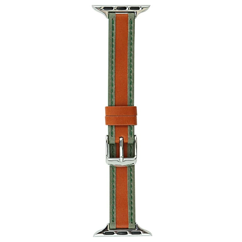 AW Apple Watch 41mm / 40mm / 38mm Slim Leather Wrist Strap - Orange+Black