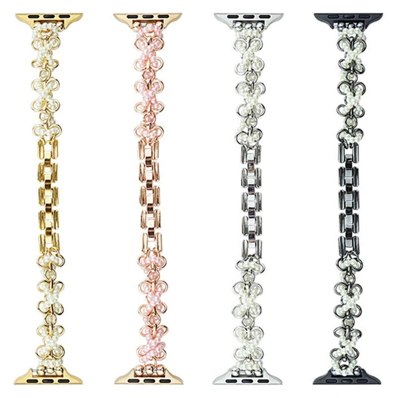 Apple Watch 41mm / 40mm / 38mm Watch Band Butterfly Pearl Strap
