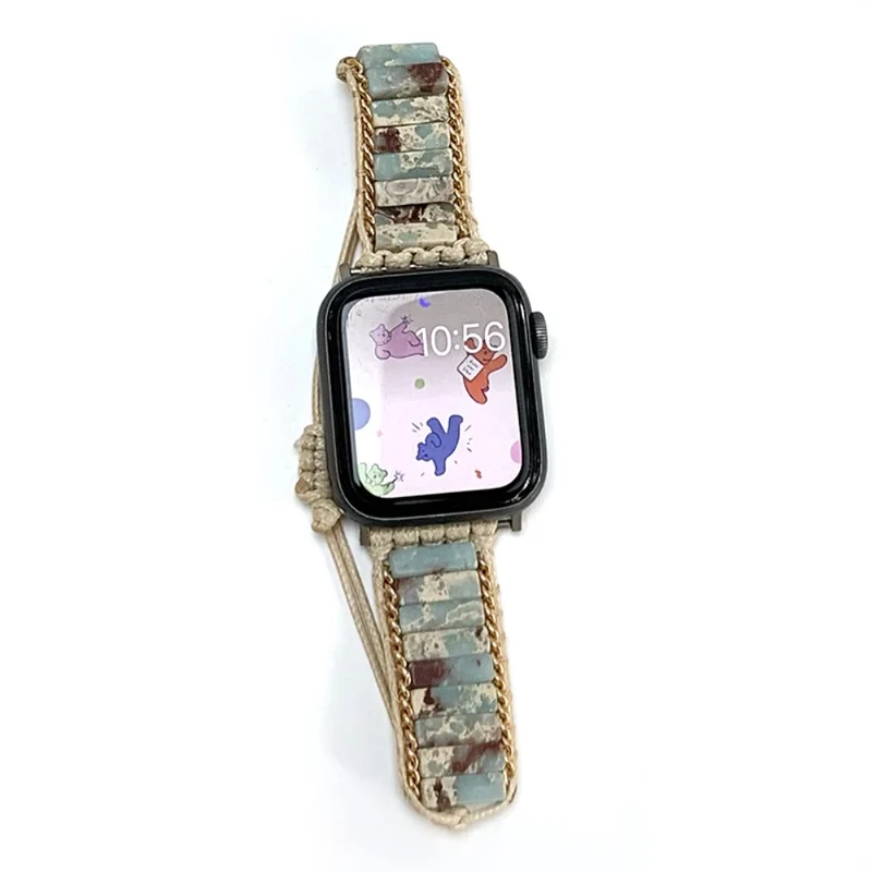 Apple Watch Series 41mm / 40mm / 38mm Woven Rope Stone Strap - Ink Ink White