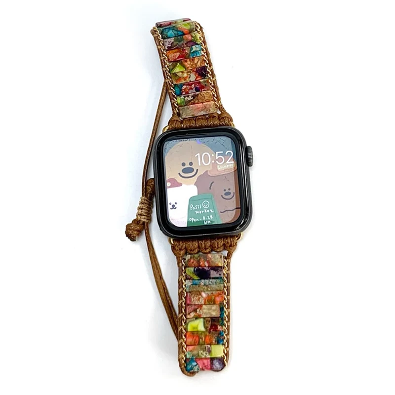 Apple Watch Series 41mm / 40mm / 38mm Woven Rope Stone Strap - Ink Ink White