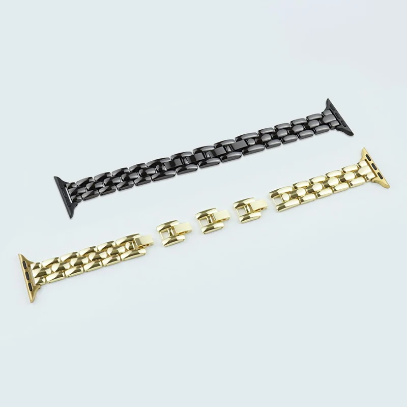 Apple Watch 41mm / 40mm / 38mm Slim 3-Bead Watch Band - Gold+Black