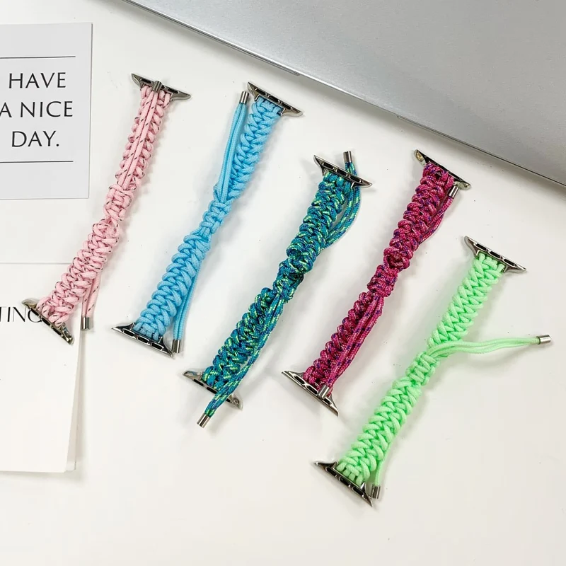 Apple Watch Series 41mm / 40mm / 38mm Braided Rope Watchband Drawstring Slim Wrist Strap - Violet