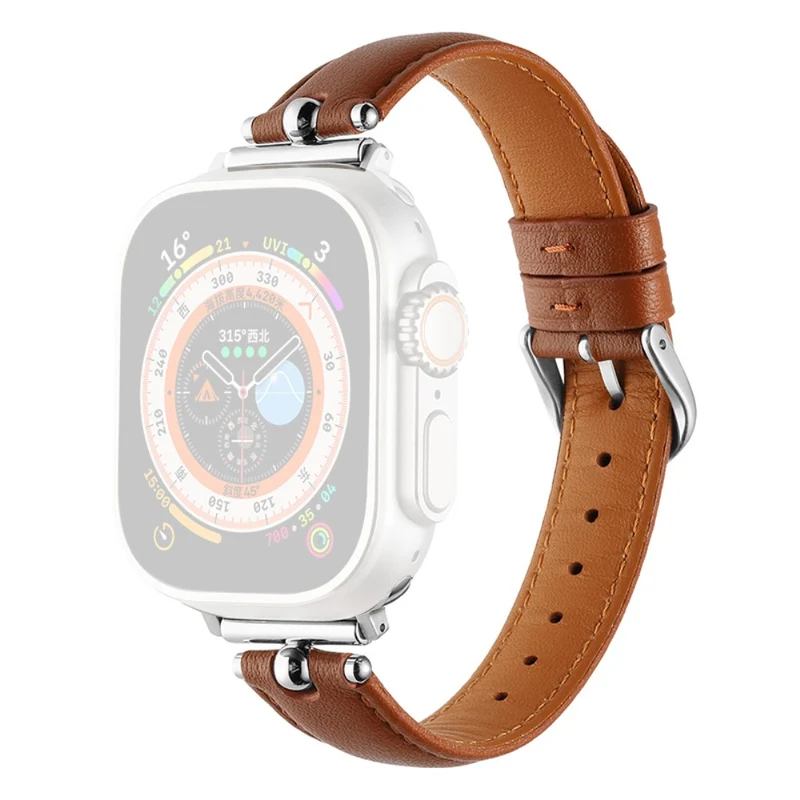 Apple Watch Series 41mm - 40mm - 38mm Universal Genuine Cow Leather Watch Straps - White / Silver Buckle Buckle
