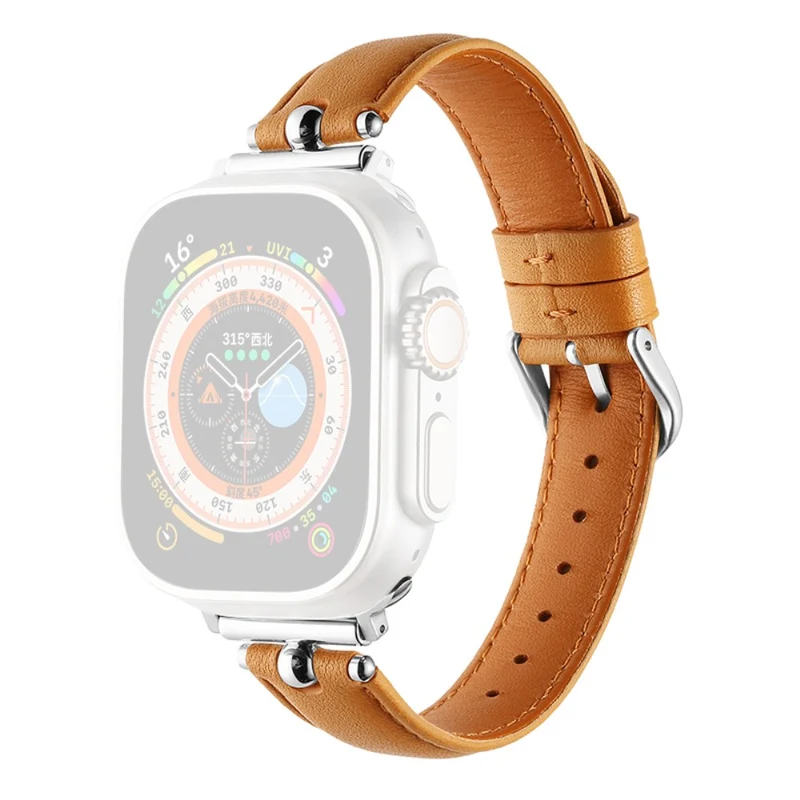 Apple Watch Series 41mm - 40mm - 38mm Universal Genuine Cow Leather Watch Straps - White / Silver Buckle Buckle