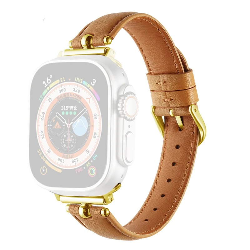 Apple Watch Series 41mm - 40mm - 38mm Universal Genuine Cow Leather Watch Straps - White / Silver Buckle Buckle