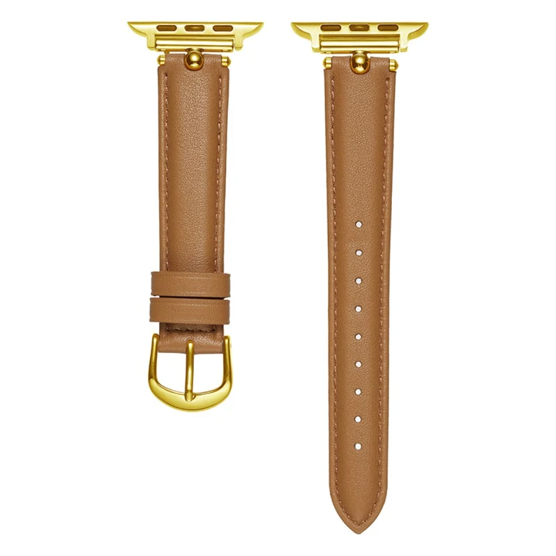 Apple Watch Series 41mm - 40mm - 38mm Universal Genuine Cow Leather Watch Straps - White / Silver Buckle Buckle