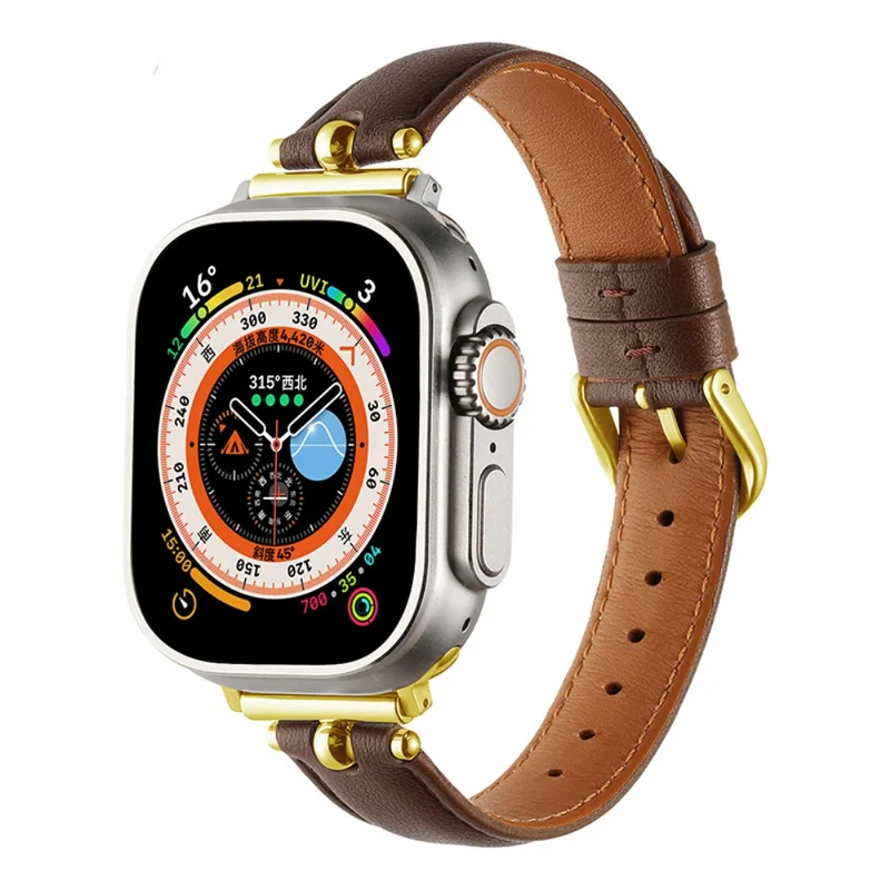 Apple Watch Series 41mm - 40mm - 38mm Universal Genuine Cow Leather Watch Straps - White / Silver Buckle Buckle
