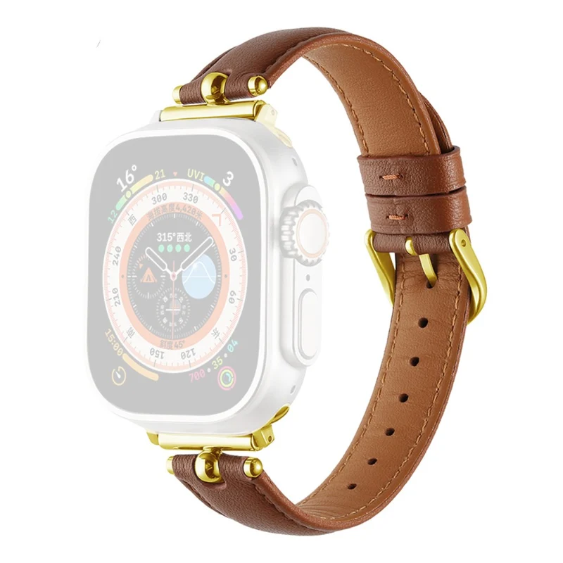 Apple Watch Series 41mm - 40mm - 38mm Universal Genuine Cow Leather Watch Straps - White / Silver Buckle Buckle