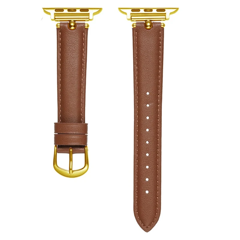 Apple Watch Series 41mm - 40mm - 38mm Universal Genuine Cow Leather Watch Straps - White / Silver Buckle Buckle