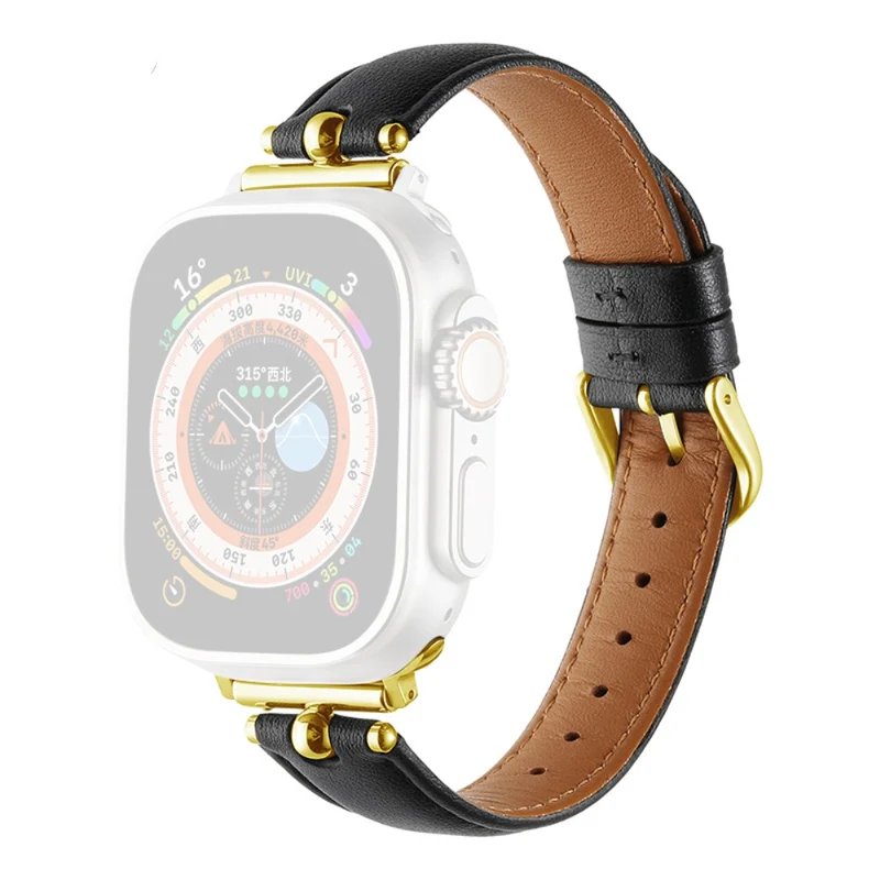 Apple Watch Series 41mm - 40mm - 38mm Universal Genuine Cow Leather Watch Straps - White / Silver Buckle Buckle