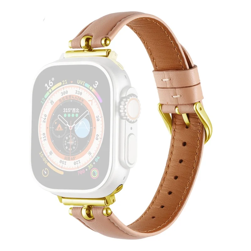 Apple Watch Series 41mm - 40mm - 38mm Universal Genuine Cow Leather Watch Straps - White / Silver Buckle Buckle