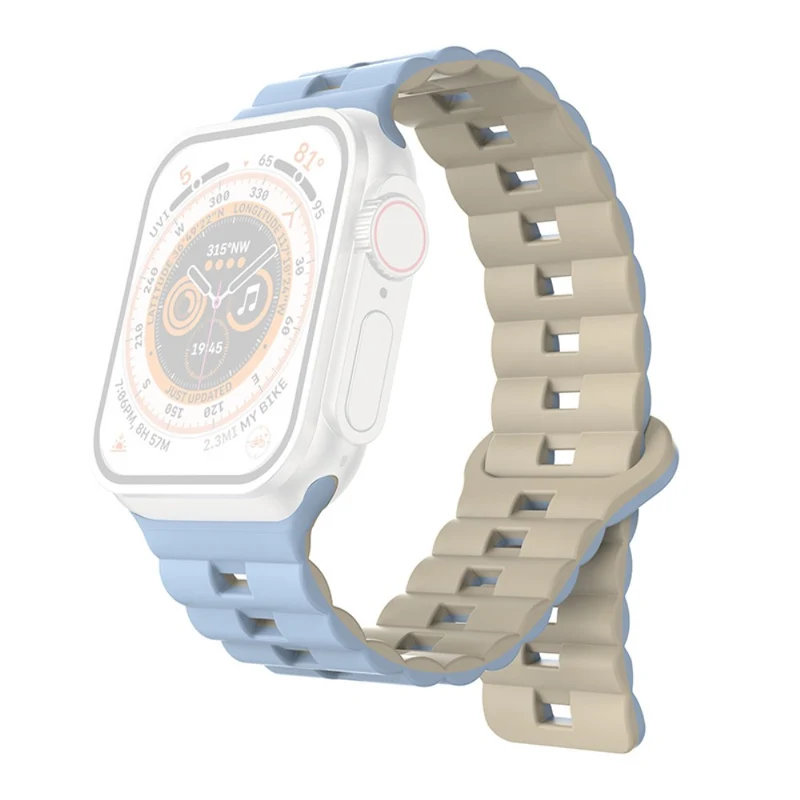 Apple Watch Series 41mm - 40mm - 38mm Universal Watch Band Magnetic Flexible Strap - Grey+Black