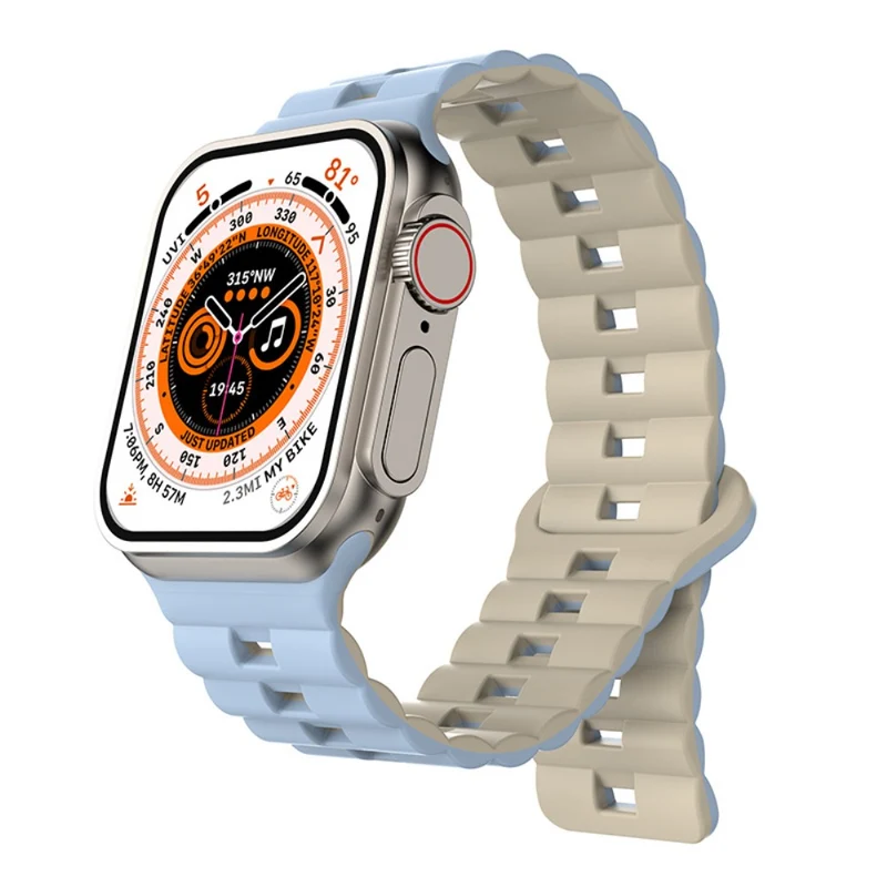 Apple Watch Series 41mm - 40mm - 38mm Universal Watch Band Magnetic Flexible Strap - Grey+Black