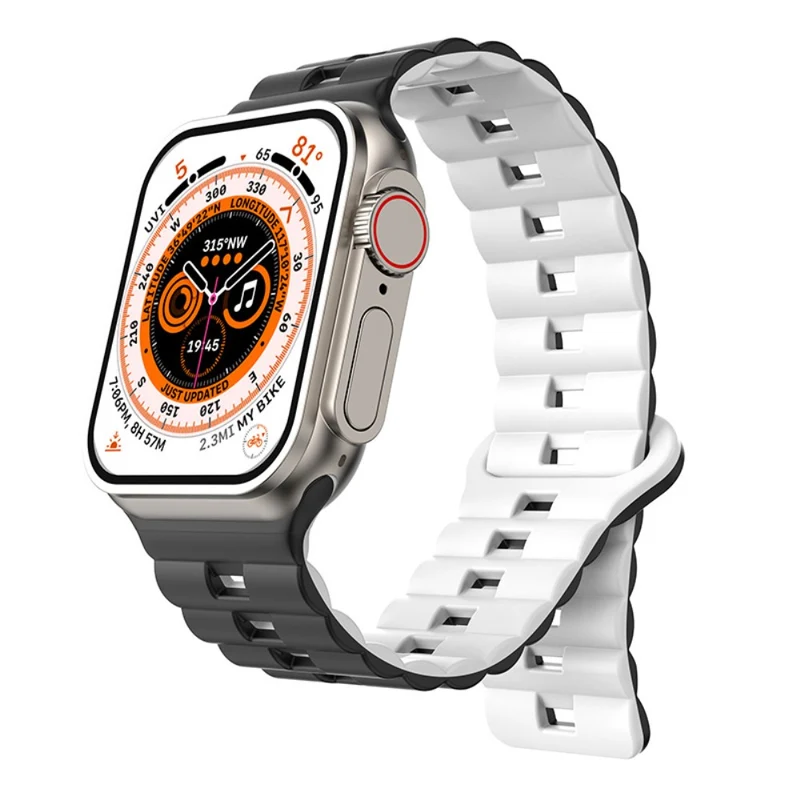 Apple Watch Series 41mm - 40mm - 38mm Universal Watch Band Magnetic Flexible Strap - Grey+Black