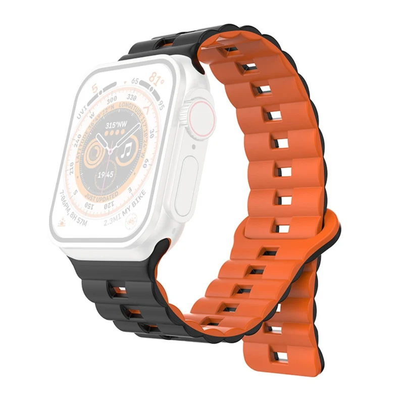 Apple Watch Series 41mm - 40mm - 38mm Universal Watch Band Magnetic Flexible Strap - Grey+Black