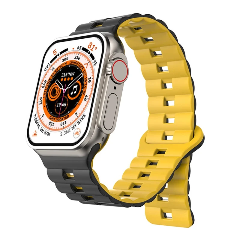 Apple Watch Series 41mm - 40mm - 38mm Universal Watch Band Magnetic Flexible Strap - Grey+Black