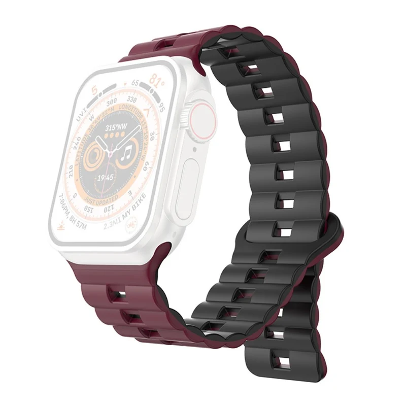 Apple Watch Series 41mm - 40mm - 38mm Universal Watch Band Magnetic Flexible Strap - Grey+Black
