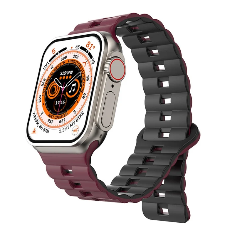 Apple Watch Series 41mm - 40mm - 38mm Universal Watch Band Magnetic Flexible Strap - Grey+Black