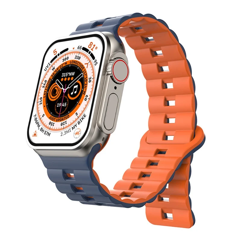 Apple Watch Series 41mm - 40mm - 38mm Universal Watch Band Magnetic Flexible Strap - Grey+Black