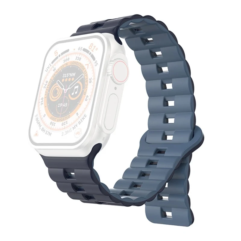 Apple Watch Series 41mm - 40mm - 38mm Universal Watch Band Magnetic Flexible Strap - Grey+Black