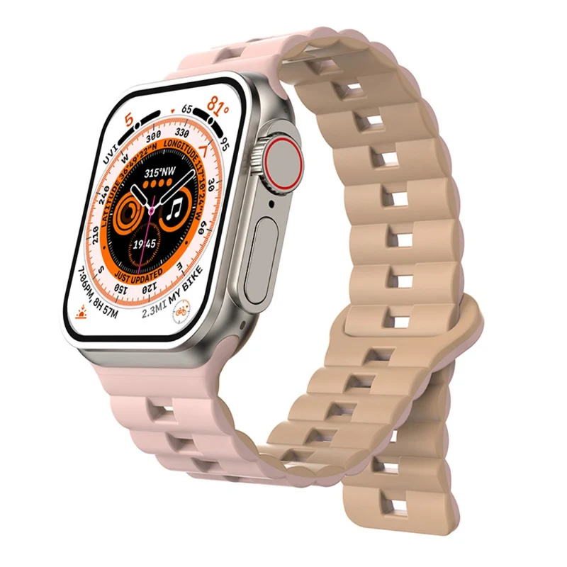Apple Watch Series 41mm - 40mm - 38mm Universal Watch Band Magnetic Flexible Strap - Grey+Black