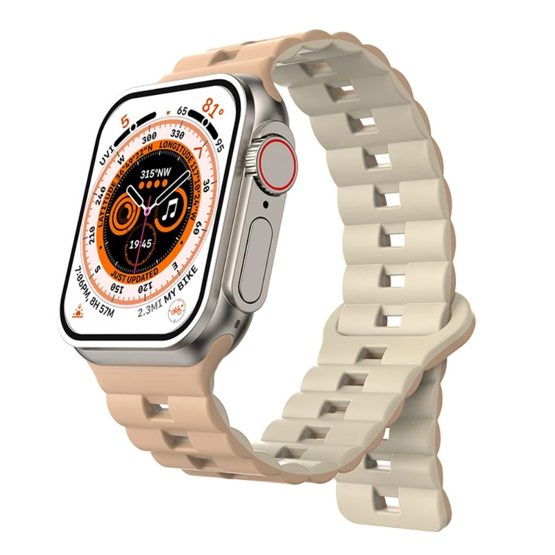 Apple Watch Series 41mm - 40mm - 38mm Universal Watch Band Magnetic Flexible Strap - Grey+Black