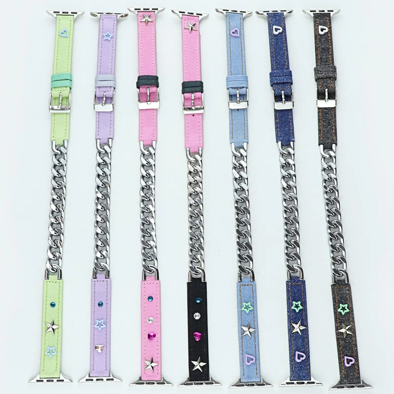 Apple Watch Series 41mm / 40mm / 38mm Watch Strap Metal Chain Watch Band - Light Purple