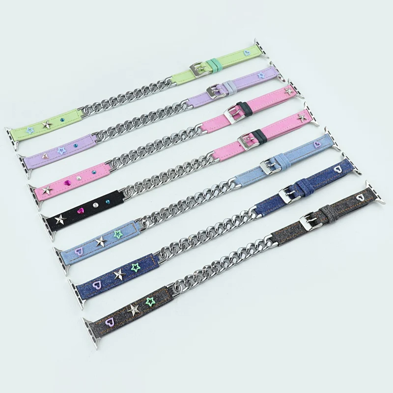 Apple Watch Series 41mm / 40mm / 38mm Watch Strap Metal Chain Watch Band - Light Purple
