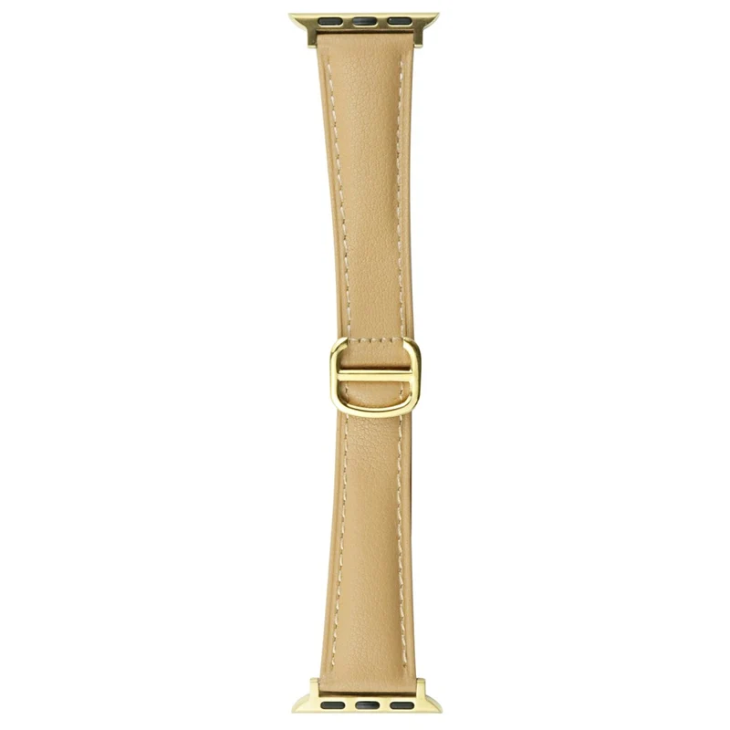 Apple Watch Series 41mm / 40mm / 38mm Cowhide Leather Watch Strap Replacement Watch Band - Milk Tea