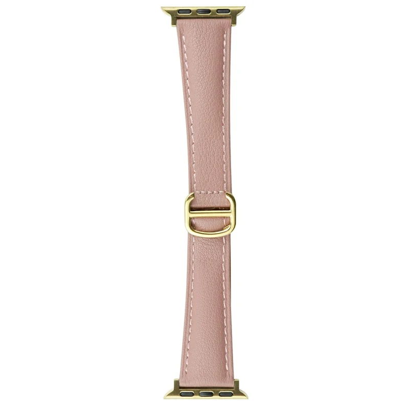 Apple Watch Series 41mm / 40mm / 38mm Cowhide Leather Watch Strap Replacement Watch Band - Milk Tea