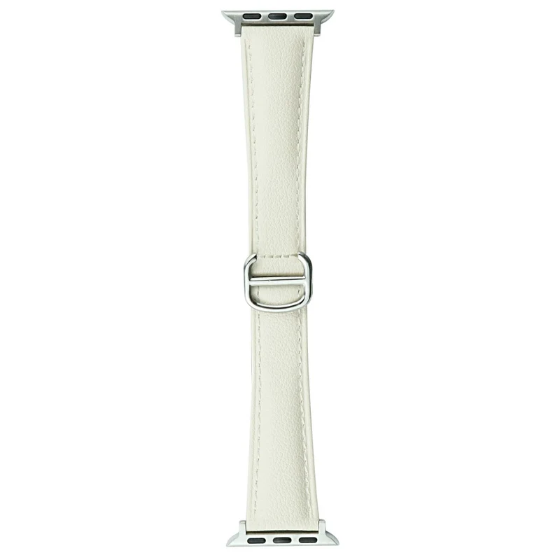 Apple Watch Series 41mm / 40mm / 38mm Cowhide Leather Watch Strap Replacement Watch Band - Milk Tea